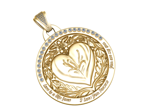 HEART DESIGN GOLD COIN PENDANT 3D PRINTABLE MODEL 3D Print Model