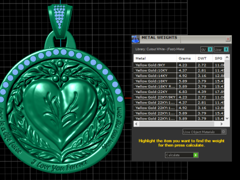 HEART DESIGN GOLD COIN PENDANT 3D PRINTABLE MODEL 3D Print Model