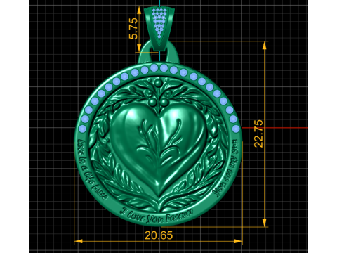 HEART DESIGN GOLD COIN PENDANT 3D PRINTABLE MODEL 3D Print Model