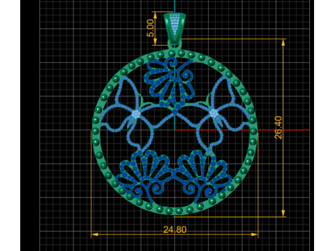 FANCY BUTTERFLY DESIGN PENDANT 3D PRINTABLE MODEL 3Dプリントモデル