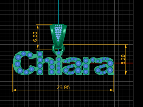 CHIARA NAME PENDANT 3D PRINTABLE MODEL 3Dプリントモデル