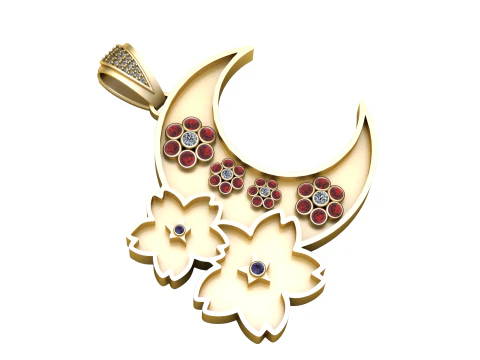 PENDENTIF PR&Eacute;CIEUX DEMI-LUNE MOD&Egrave;LE IMPRIMABLE 3D Modèles 3D en vedette