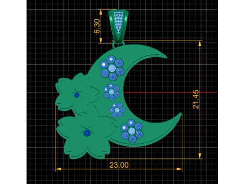PRECIOUS HALF MOON PENDANT 3D PRINTABLE MODEL 3D-printmodel