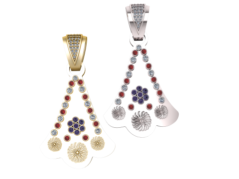 MULTI GEMS FANCY PENDANT 3D PRINTABLE MODEL Modèles 3D en vedette