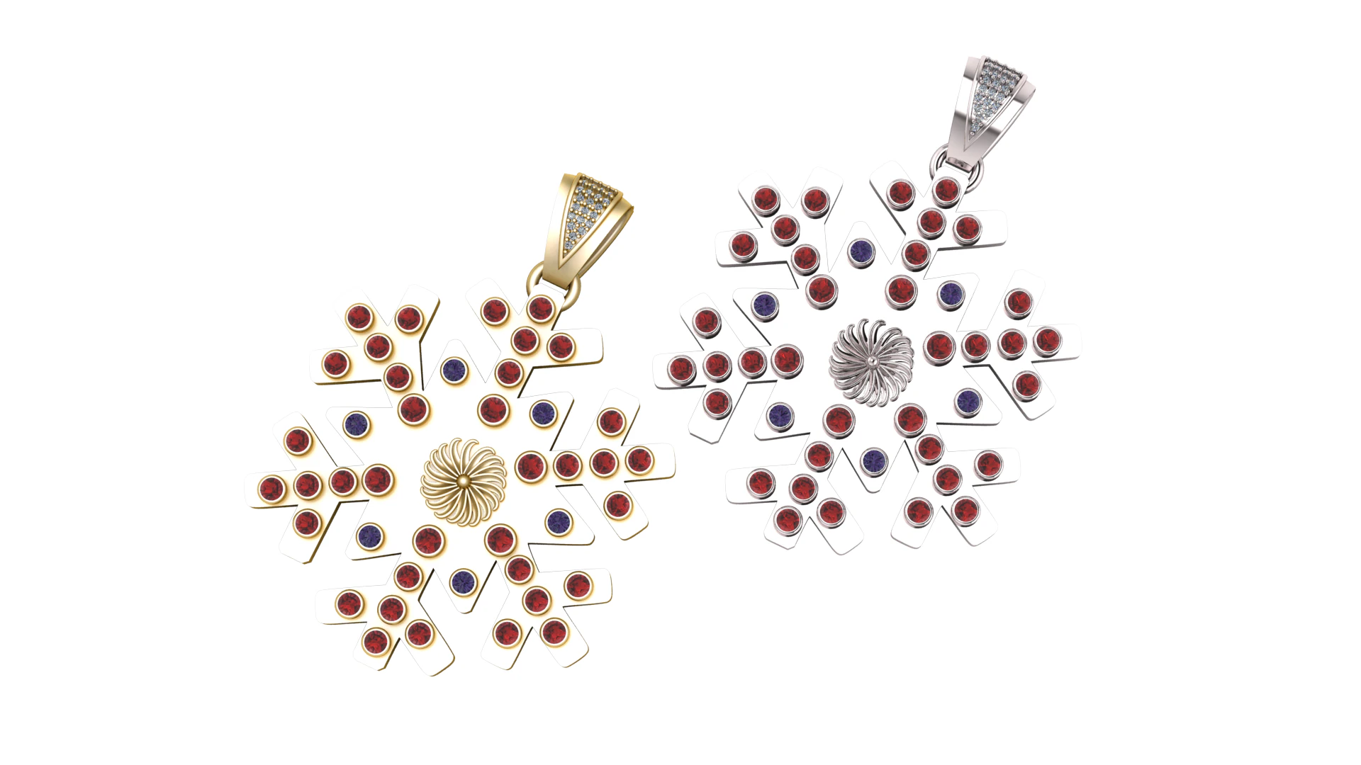 SNOWFLAKE DIAMOND PENDANT 3D PRINTABLE MODEL 3D Print Model .c4d .max .obj .3ds .fbx .stl .blend 
