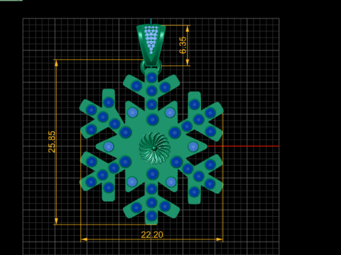 SNOWFLAKE DIAMOND PENDANT 3D PRINTABLE MODEL 3D Baskı Modeli