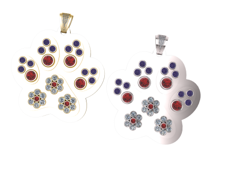 PUPPY PAW GEMS PENDANT 3D PRINTABLE MODEL Modello di stampa 3D