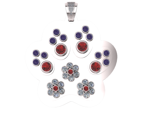 PUPPY PAW GEMS PENDANT 3D PRINTABLE MODEL Modello di stampa 3D