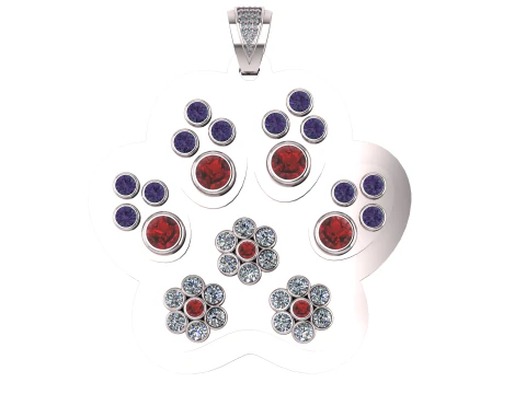 PUPPY PAW GEMS PENDANT 3D PRINTABLE MODEL 3D Print Model