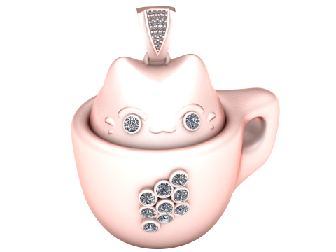 CAT SIT IN THE CUP PENDANT 3D PRINTABLE MODEL 3D-printmodel