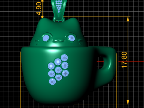 CAT SIT IN THE CUP PENDANT 3D PRINTABLE MODEL 3D-printmodel