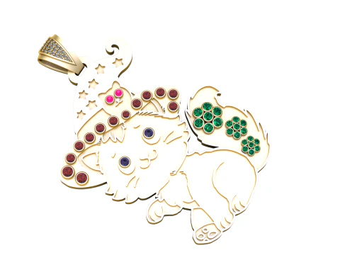 MULTI GEMAS GATO PINGENTE 3D IMPRIM&iacute;VEL MODELO Modelo de Impressão 3D