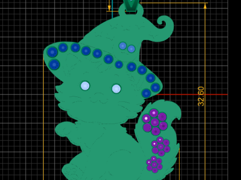 MULTI GEMS CAT PENDANT 3D PRINTABLE MODEL Modèles 3D en vedette