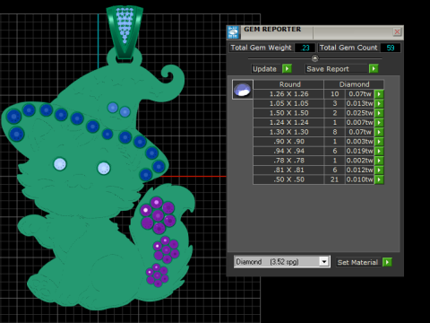 MULTI GEMS CAT PENDANT 3D PRINTABLE MODEL Modèles 3D en vedette