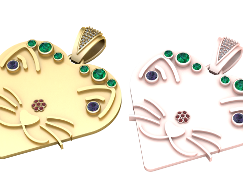 ANIMAL FACE HEART SHAPE PENDANT 3D PRINTABLE MODEL 3Dプリントモデル