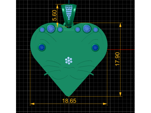 ANIMAL FACE HEART SHAPE PENDANT 3D PRINTABLE MODEL 3Dプリントモデル
