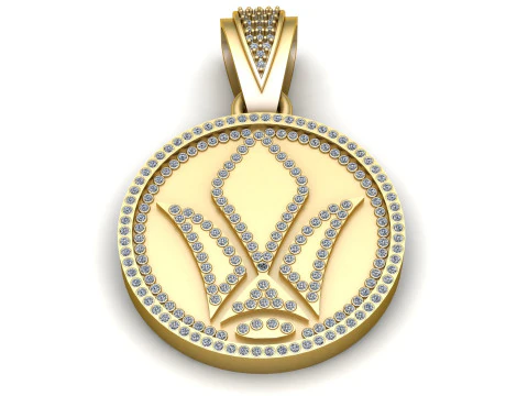 크라운 스타일 코인 펜던트 3D 프린트 가능 모델 3D 프린트 모델