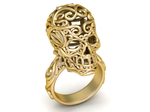 HORROR SKULL HEAD RING 3D PRINTABLE MODEL 3D Print Model