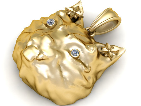 HAPPY CAT ANIMAL FACE PENDANT 3D PRINTABLE MODEL 3D 打印模型