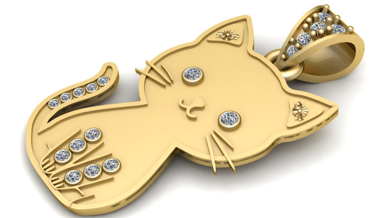 CUTE CAT ANIMAL PENDANT 3D PRINTABLE MODEL Model do druku 3D .c4d .max .obj .3ds .fbx .stl .blend