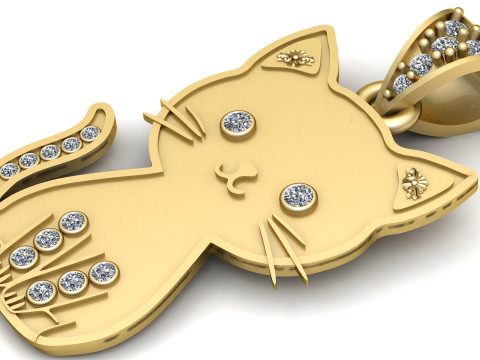 CUTE CAT ANIMAL PENDANT 3D PRINTABLE MODEL Modello di stampa 3D