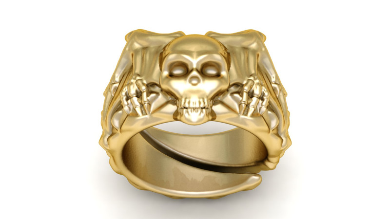HUMAN SKULL HEAD RING 3D PRINTABLE MODEL 3D 打印模型 .c4d .max .obj .3ds .fbx .stl .blend 