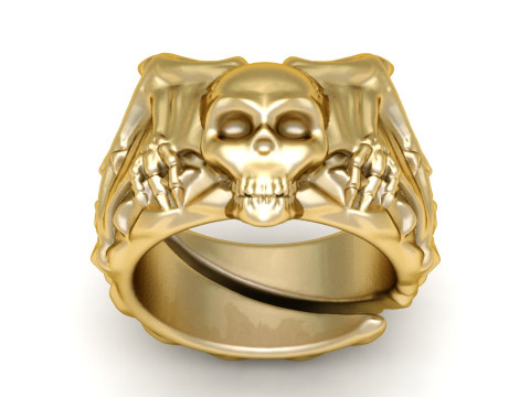 HUMAN SKULL HEAD RING 3D PRINTABLE MODEL 3D Print Model