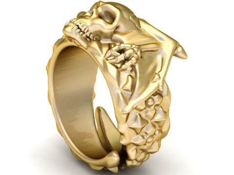 HUMAN SKULL HEAD RING 3D PRINTABLE MODEL 3D 打印模型