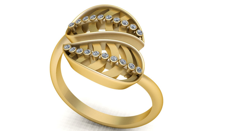 SIMPLE LEAFS DESIGN RING 3D PRINTABLE MODEL 3D 打印模型 .c4d .max .obj .3ds .fbx .stl .blend 