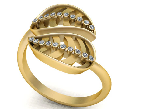 КОЛЬЦО С ПРОСТЫМ ЛИСТЬЕМ 3D МОДЕЛЬ ДЛЯ ПЕЧАТИ 3D Принт Модель