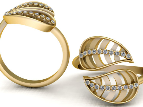 SIMPLE LEAFS DESIGN RING 3D PRINTABLE MODEL 3D 打印模型