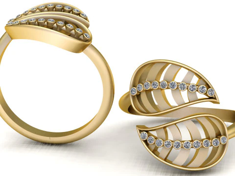SIMPLE LEAFS DESIGN RING 3D PRINTABLE MODEL 3D Print Model