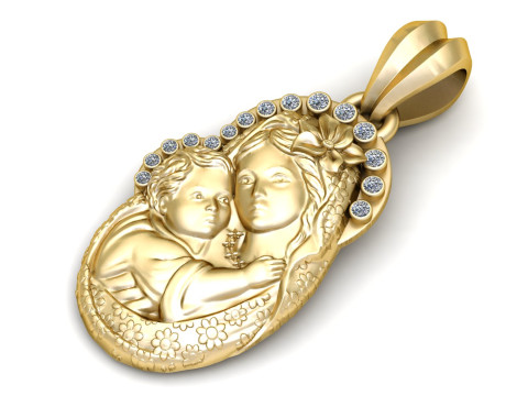MOTHER AND BABY PENDANT 3D PRINTABLE MODEL 3Dプリントモデル