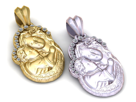 MOTHER AND BABY PENDANT 3D PRINTABLE MODEL Model Cetak 3D