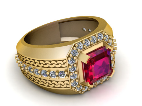 PRECIOUS RUBY ENGAGEMENT RING 3D PRINTABLE MODEL Modèles 3D en vedette