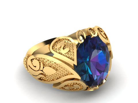 LUXURY BLUE SAPPHIRE RING 3D PRINTABLE MODEL 3D 프린트 모델