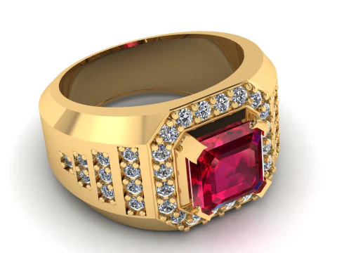 우아하고 세련된 루비 반지 3D 프린트 가능 모델 3D 프린트 모델