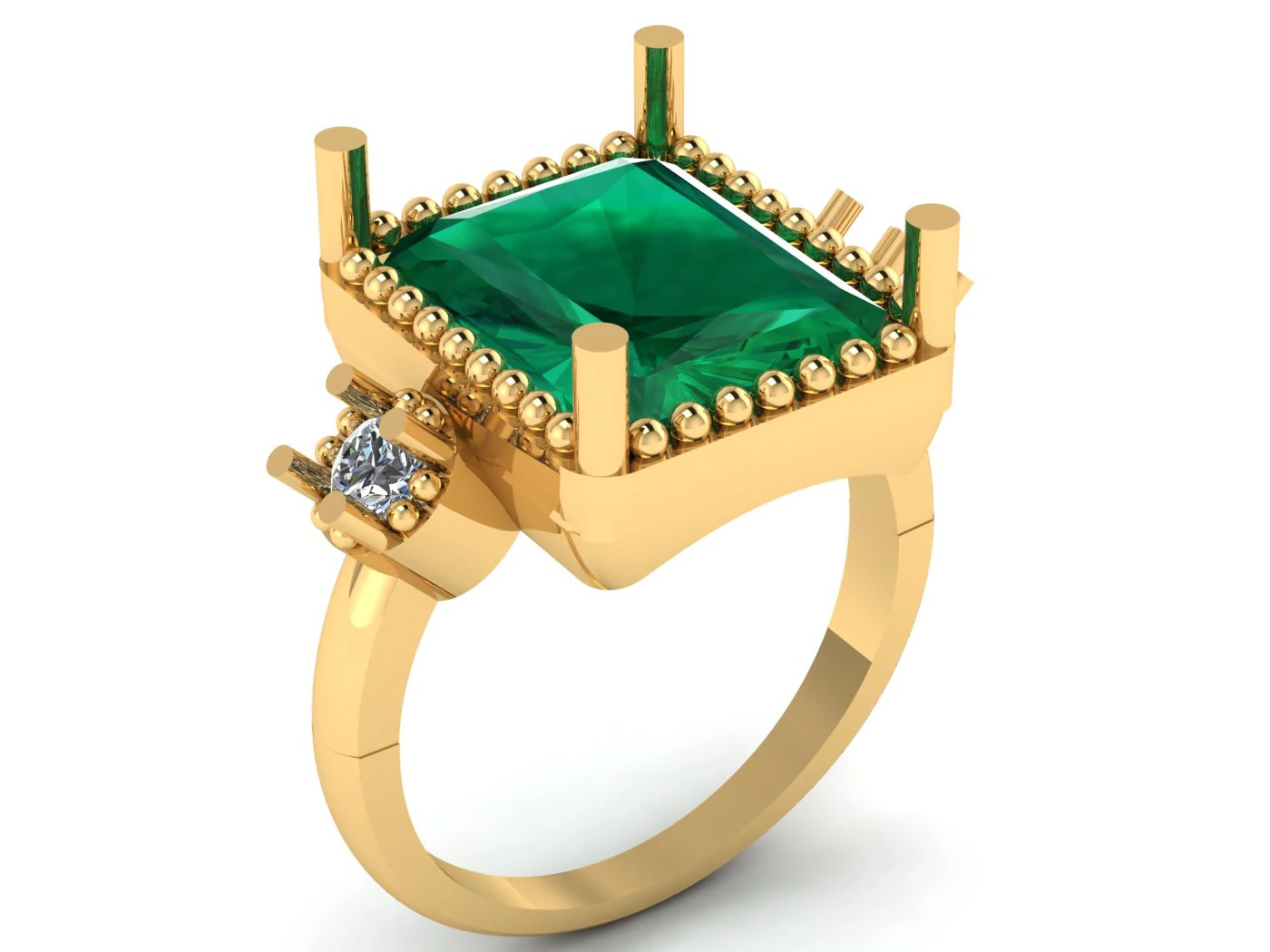 LUXURIOUS EMERALD RING 3D PRINTABLE MODEL 3D Print Model .c4d .max .obj .3ds .fbx .stl .blend 