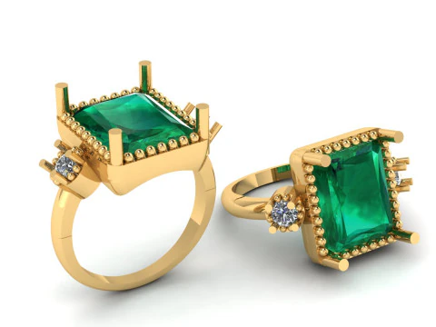 LUXURIOUS EMERALD RING 3D PRINTABLE MODEL 3D Print Model