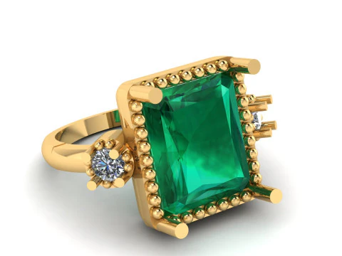 LUXURIOUS EMERALD RING 3D PRINTABLE MODEL 3D Print Model