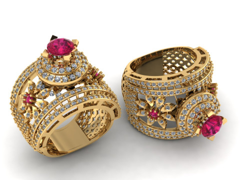 ANTIQUE QUEEN ENGAGEMENT RING 3D PRINTABLE MODEL 3D-Druckmodell