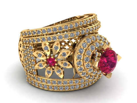 ANTIQUE QUEEN ENGAGEMENT RING 3D PRINTABLE MODEL 3D-Druckmodell