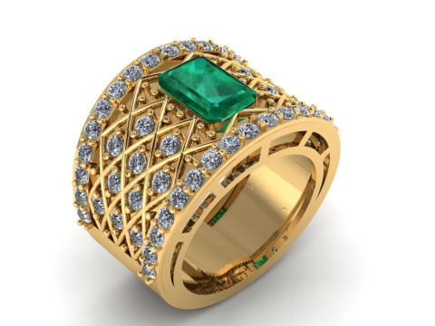 EMERALD FANCY RING 3D PRINTABLE MODEL 3Dプリントモデル