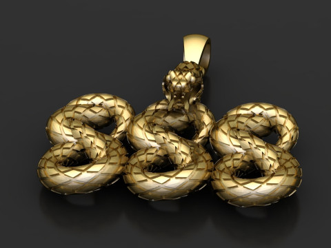 TRIPLE 8 NUMBER SNAKE PENDANT 3D PRINTABLE MODEL 3D Print Model