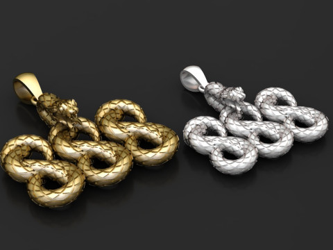 TRIPLE 8 NUMBER SNAKE PENDANT 3D PRINTABLE MODEL 3D Print Model