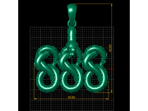 TRIPLE 8 NUMBER SNAKE PENDANT 3D PRINTABLE MODEL 3D Print Model