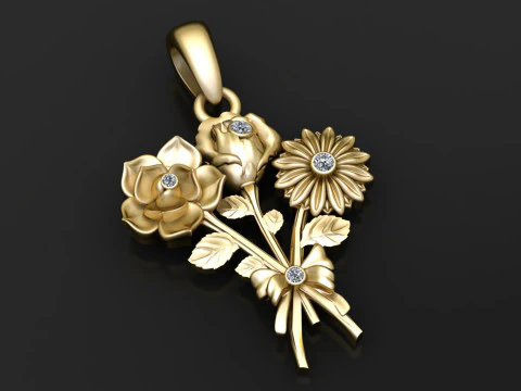 아름다운 꽃 펜던트 3D 프린트 가능 모델 3D 프린트 모델