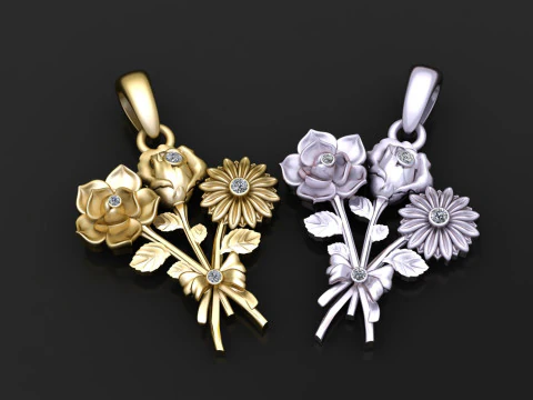 BEAUTIFUL FLOWERS PENDANT 3D PRINTABLE MODEL 3D Print Model