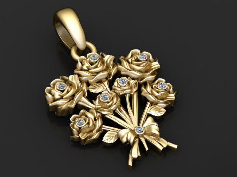 RED ROSE FLOWERS PENDANT 3D PRINTABLE MODEL 3D-Druckmodell