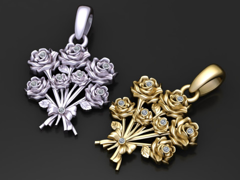 RED ROSE FLOWERS PENDANT 3D PRINTABLE MODEL 3D 프린트 모델